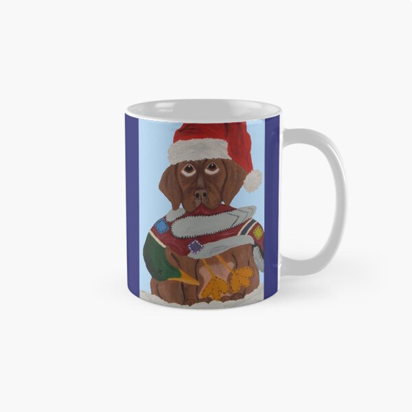 Item preview, Chocolate Labrador Retriever Puppy in Santa hat & duck toy designed and sold by Squirreldumplings.