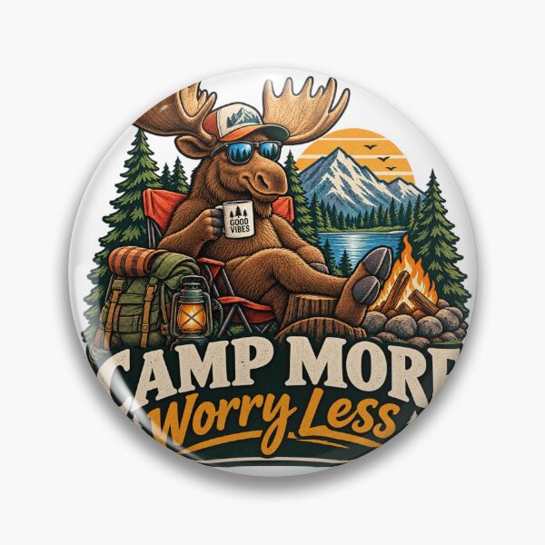 Item preview, Camp More Worry Less Funny Moose Camping Vintage designed and sold by JojoStudio84.