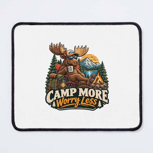 Item preview, Camp More Worry Less Funny Moose Camping Vintage designed and sold by JojoStudio84.