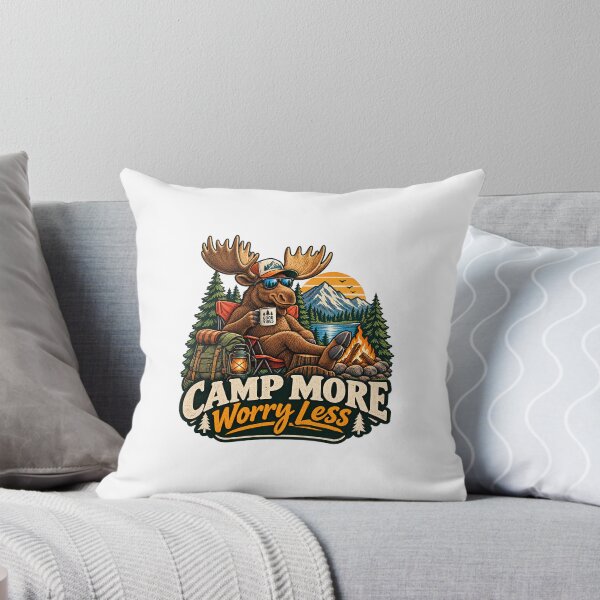 Item preview, Camp More Worry Less Funny Moose Camping Vintage designed and sold by JojoStudio84.