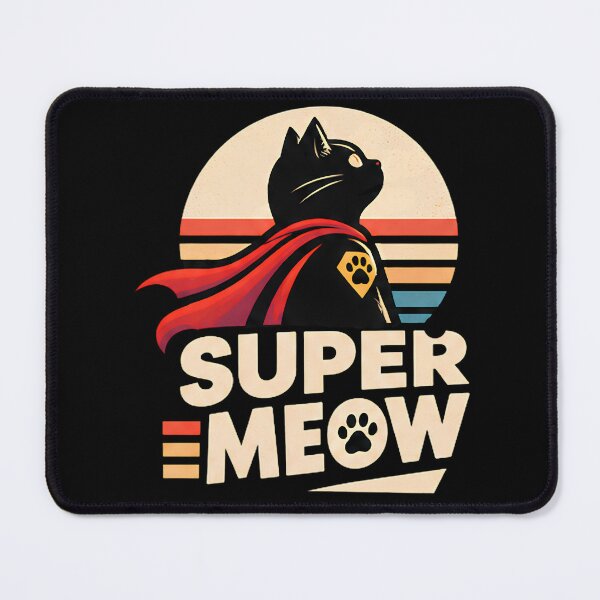 Item preview, Super Meow Retro Black Cat Superhero Cape Sunset designed and sold by Retro Whiskers.
