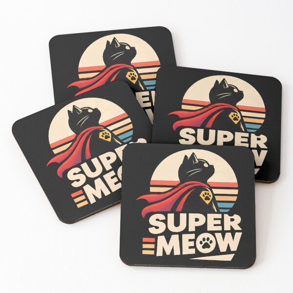 Item preview, Super Meow Retro Black Cat Superhero Cape Sunset designed and sold by Retro Whiskers.