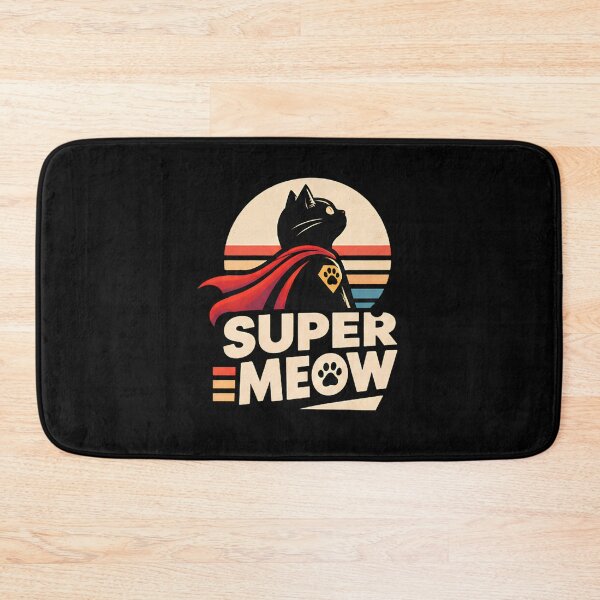 Item preview, Super Meow Retro Black Cat Superhero Cape Sunset designed and sold by Retro Whiskers.