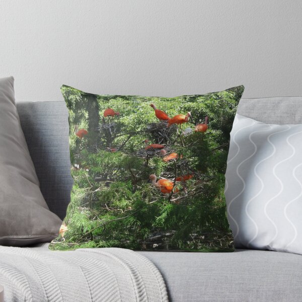 Item preview, Scarlet Ibis Birds in Exotic Green Foliage designed and sold by AuraNatura.