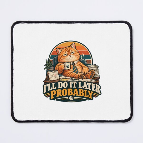 Item preview, Funny Cat I'll Do It Later Vintage Work Humor designed and sold by JojoStudio84.