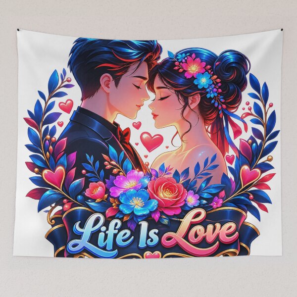 Item preview, Life Is Love – Romantic Couple Floral Love Design designed and sold by IMuDesigner.