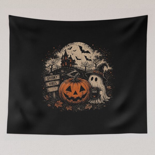 Item preview, Spooky Vibes Cute Ghost Halloween Spooky Season Shirt designed and sold by MalwasBasket.