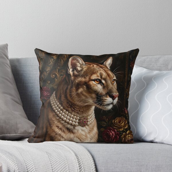 Item preview, Regal Mountain Lion Portrait Ruby Brooch designed and sold by Real Beast Art.