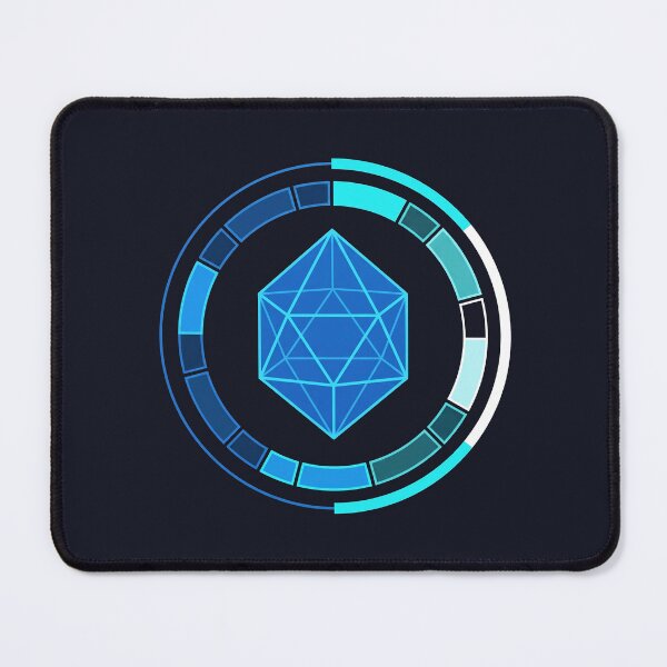 Item preview, Geometric Icosahedron HUD Sci Fi Neon Blue Tech Emblem designed and sold by KiwiRider.