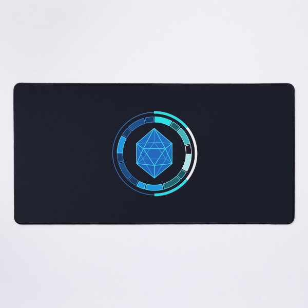 Item preview, Geometric Icosahedron HUD Sci Fi Neon Blue Tech Emblem designed and sold by KiwiRider.