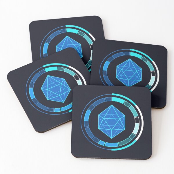 Item preview, Geometric Icosahedron HUD Sci Fi Neon Blue Tech Emblem designed and sold by KiwiRider.