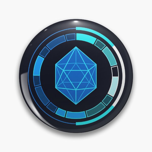 Item preview, Geometric Icosahedron HUD Sci Fi Neon Blue Tech Emblem designed and sold by KiwiRider.