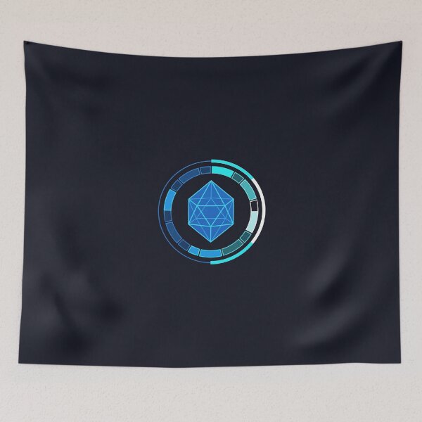 Item preview, Geometric Icosahedron HUD Sci Fi Neon Blue Tech Emblem designed and sold by KiwiRider.
