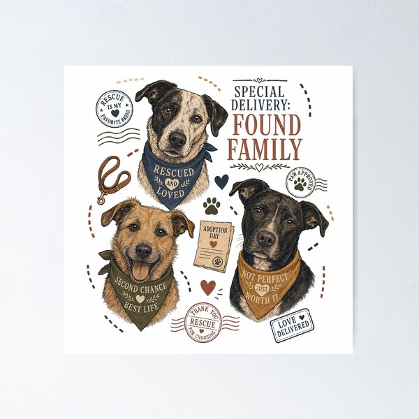 Item preview, Special Delivery Found Family Rescue Dogs designed and sold by JoyfullyOffbeat.
