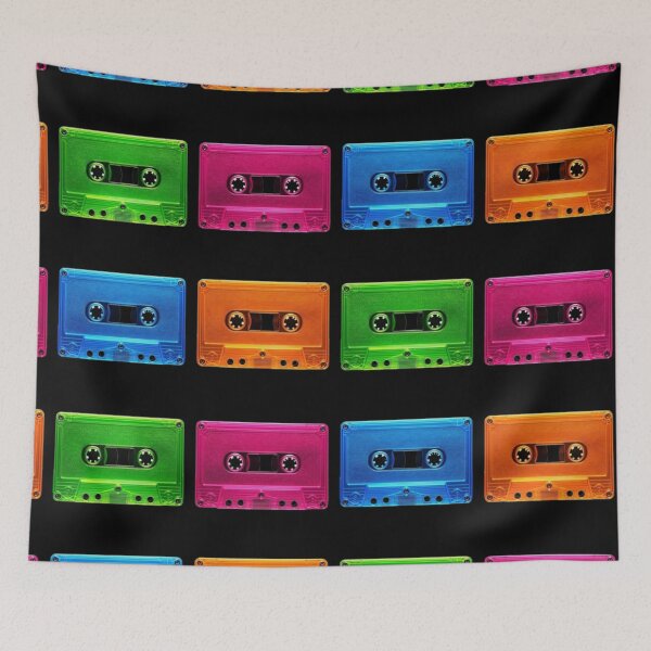 Item preview, Retro Neon Cassette Tape Pop Art Grid  designed and sold by LazyDayzCo.