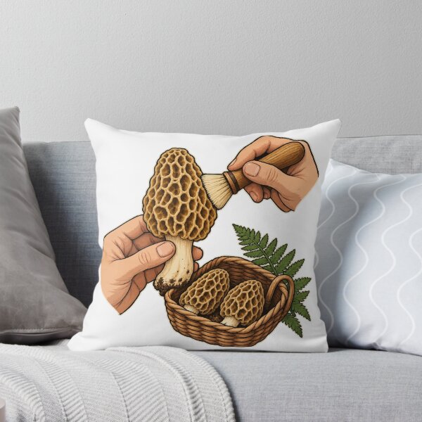 Item preview, Forager Brushing Morel Mushrooms Beside a Basket designed and sold by ninov94.