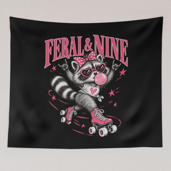 Item preview, Feral And 9 Rocker Raccoon Birthday Roller Skates designed and sold by Felinefinesse.