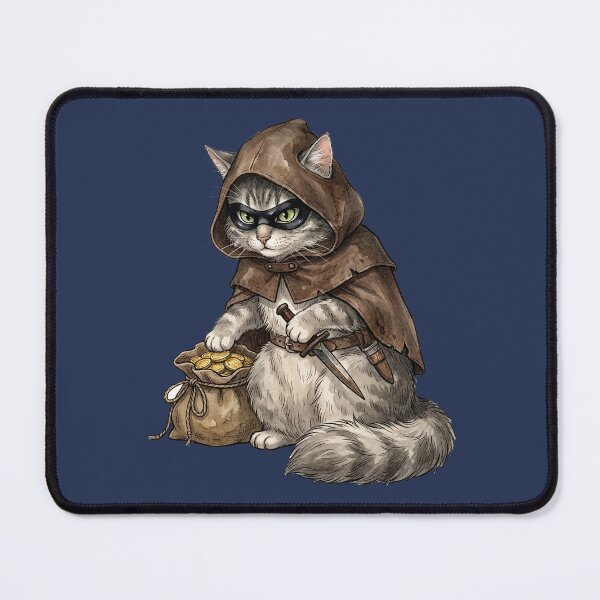 Item preview, Cute Fluffy Rogue Cat - Funny Fantasy RPG Gamer Gift T-Shirt designed and sold by StreetNovaInk.