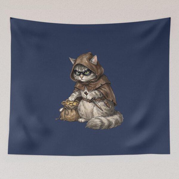 Item preview, Cute Fluffy Rogue Cat - Funny Fantasy RPG Gamer Gift T-Shirt designed and sold by StreetNovaInk.