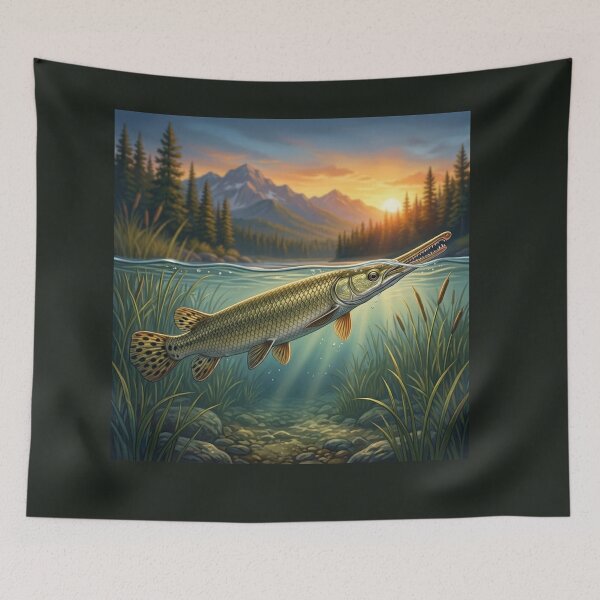 Item preview, Longnose Gar Illustration – Freshwater Legends Fishing Art designed and sold by Northbound Trail.