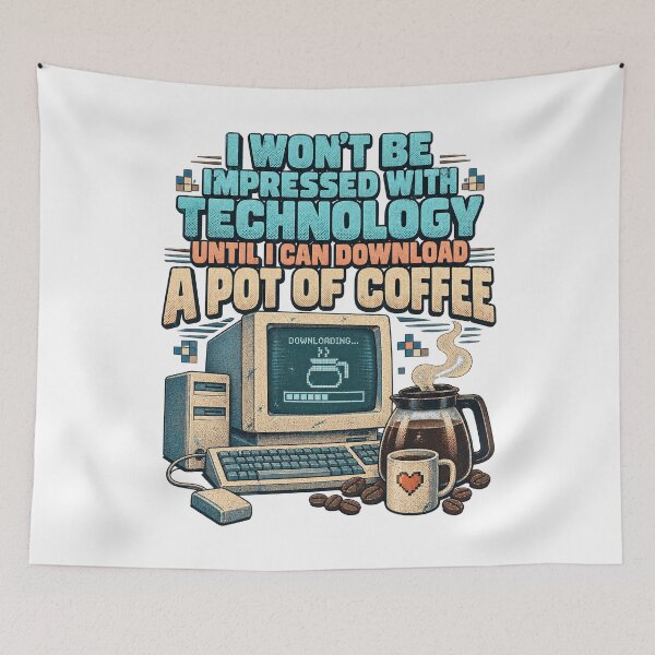 Item preview, Download A Pot Of Coffee Retro PC Workstation Tech Humor designed and sold by Felinefinesse.