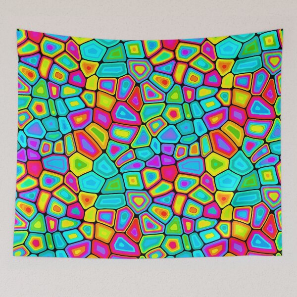Item preview, Electric Candy Glass - Neon Mosaic Cell Pattern designed and sold by Shiri Mor Arts.