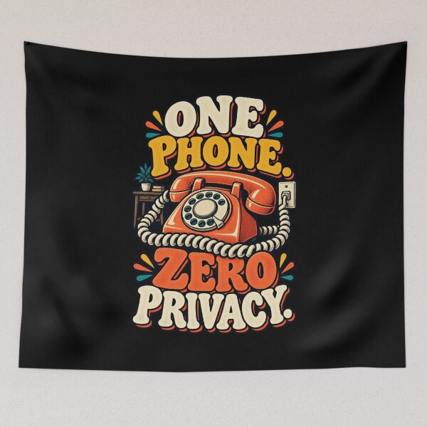 Aperçu de l'œuvre One Phone Zero Privacy - Funny Gen X Landline Nostalgia créée et vendue par MOTIFOLK.