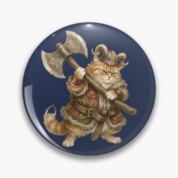Item preview, Cute Fluffy Barbarian Cat - Funny D&D Cat Warrior RPG Fantasy Gamer Gift designed and sold by StreetNovaInk.