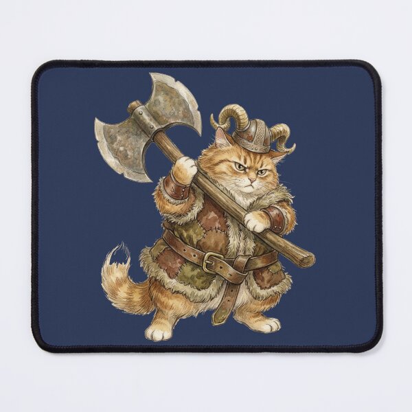 Item preview, Cute Fluffy Barbarian Cat - Funny D&D Cat Warrior RPG Fantasy Gamer Gift designed and sold by StreetNovaInk.