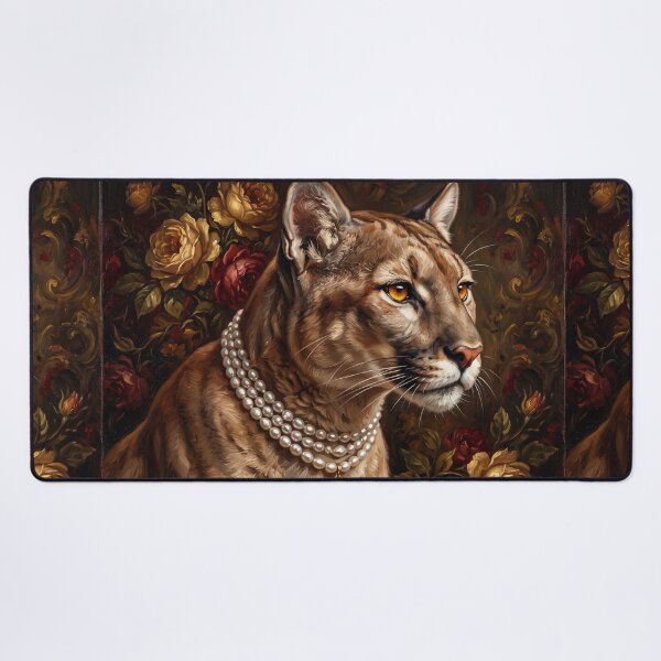 Item preview, Regal Mountain Lion Portrait Ruby Pendant designed and sold by Real Beast Art.
