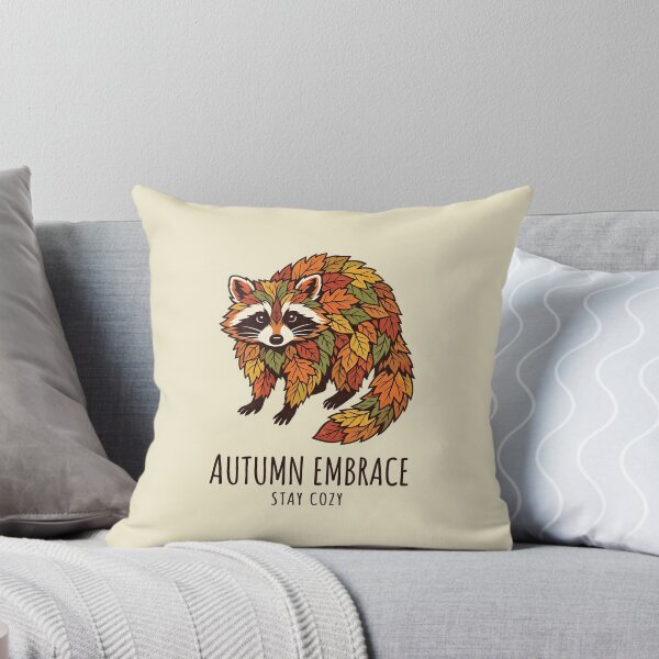 Artikelvorschau, Autumn embrace - Stay cozy - Raccoon in fall outfit entworfen und verkauft von ParadoxParadox.