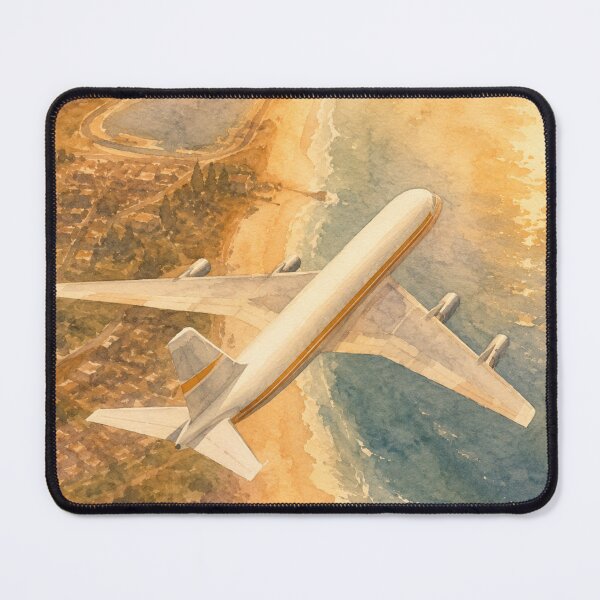 Item preview, Watercolor Airplane Over Coastal Shoreline designed and sold by EMaviation_.