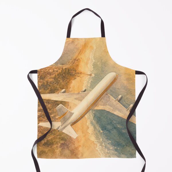 Item preview, Watercolor Airplane Over Coastal Shoreline designed and sold by EMaviation_.