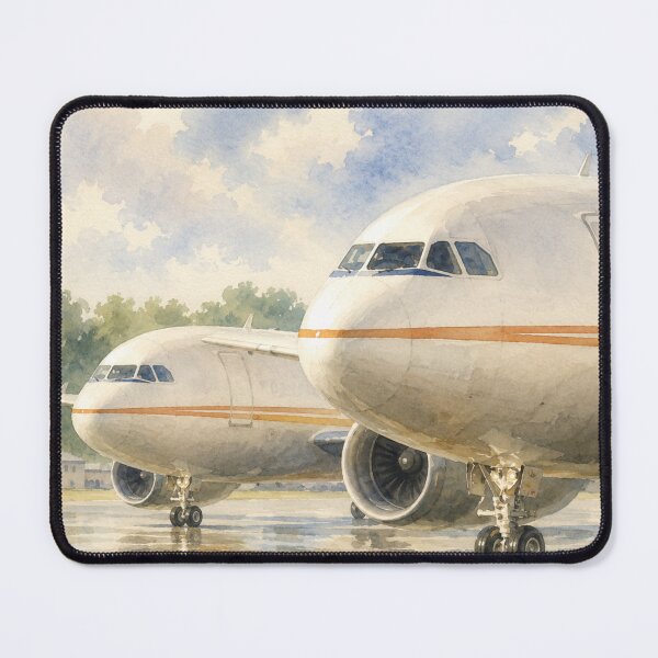 Item preview, Watercolor Airliners on Rainy Airport ramp designed and sold by EMaviation_.