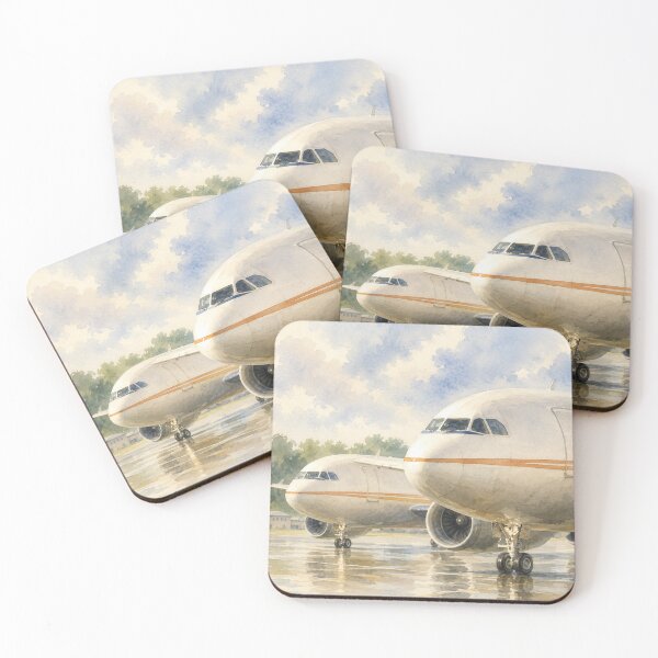Item preview, Watercolor Airliners on Rainy Airport ramp designed and sold by EMaviation_.