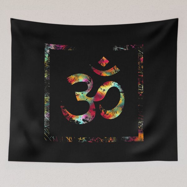 Artikelvorschau, Batik-bemaltes Ohm-Symbol im Quadrat entworfen und verkauft von Nelson-Elroy.