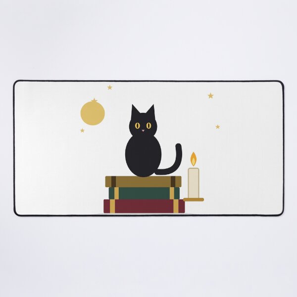 Item preview, Dark Academia Black Cat on Books with Candle designed and sold by Mooncap Studio.