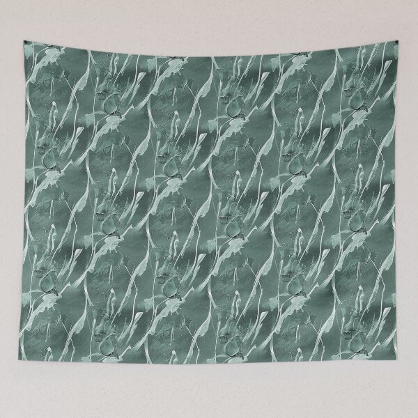 Item preview, Monochromatic Spring Abstract Flowers in Teal designed and sold by Artistestella.