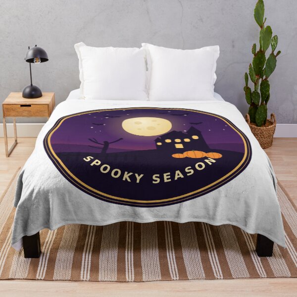 Item preview, Spooky Season Retro Badge - Haunted House Halloween Full Moon designed and sold by Mooncap Studio.