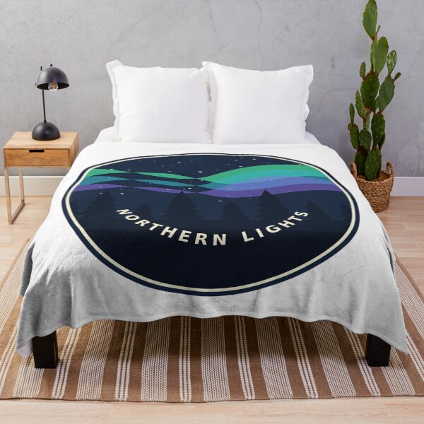 Item preview, Northern Lights Pine Forest - Retro Aurora Badge designed and sold by Mooncap Studio.
