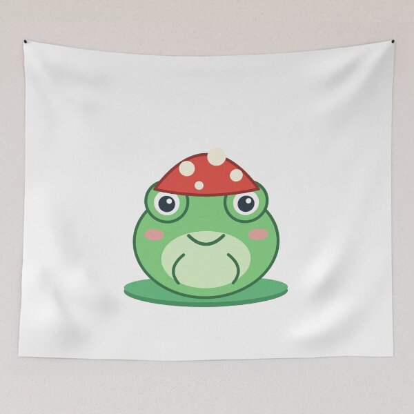 Item preview, Cute Kawaii Frog with Mushroom Hat - Cottagecore designed and sold by Mooncap Studio.