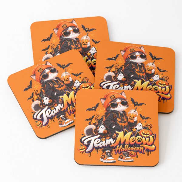 Item preview, Team Meow Halloween – Cool Cat Pumpkin Spooky Design designed and sold by IMuDesigner.