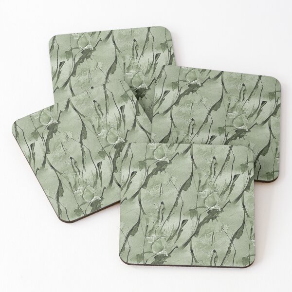 Item preview, Spring Abstract Flowers in Monochromatic Green designed and sold by Artistestella.