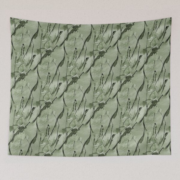 Item preview, Spring Abstract Flowers in Monochromatic Green designed and sold by Artistestella.