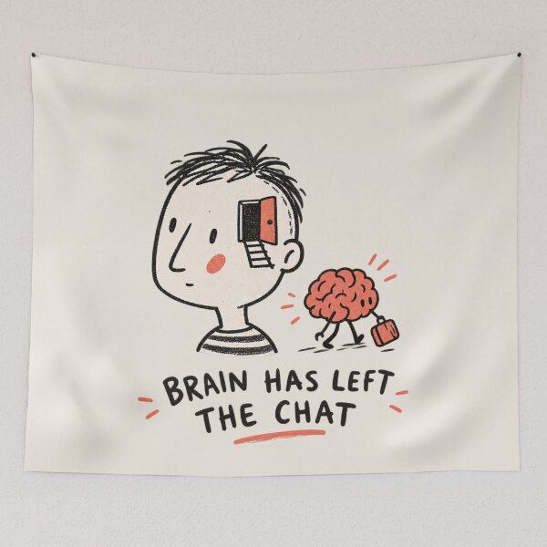 Item preview, Brain Has Left The Chat | Funny Brain Doodle designed and sold by Moons Studio.
