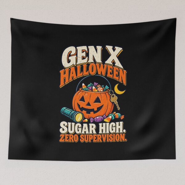 Aperçu de l'œuvre Gen X Halloween Sugar High Zero Supervision - Funny Retro Halloween Nostalgia créée et vendue par MOTIFOLK.