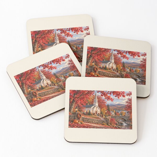 Item preview, Thanksgiving in New England — Church Beneath the Red Maples designed and sold by Novel Works Studio.