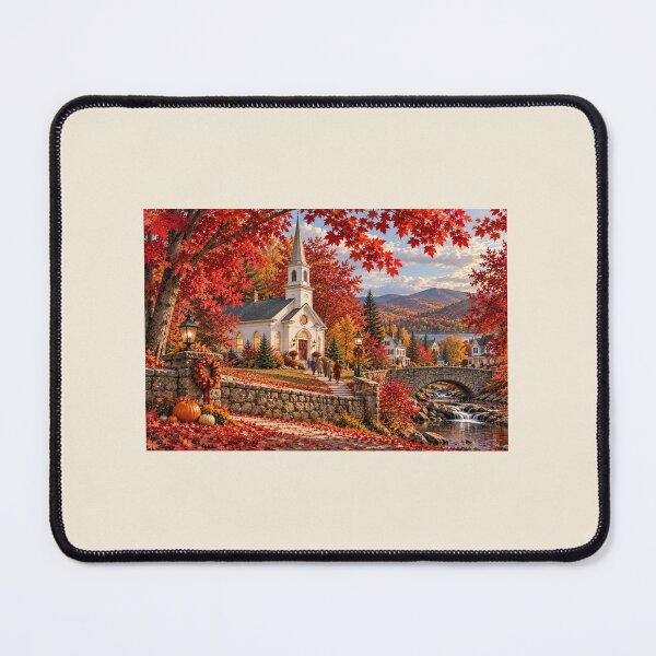 Item preview, Thanksgiving in New England — Church Beneath the Red Maples designed and sold by Novel Works Studio.