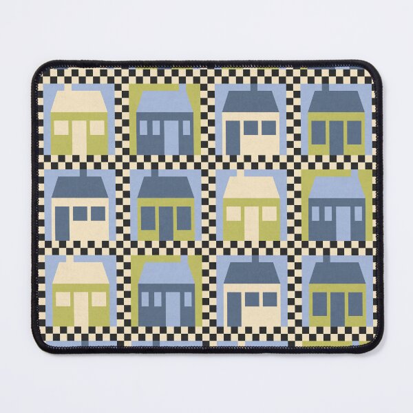 Item preview, Little School house Green and Blue Patchwork Quilt designed and sold by FrancesPoff.