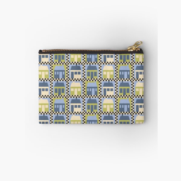 Item preview, Little School house Green and Blue Patchwork Quilt designed and sold by FrancesPoff.